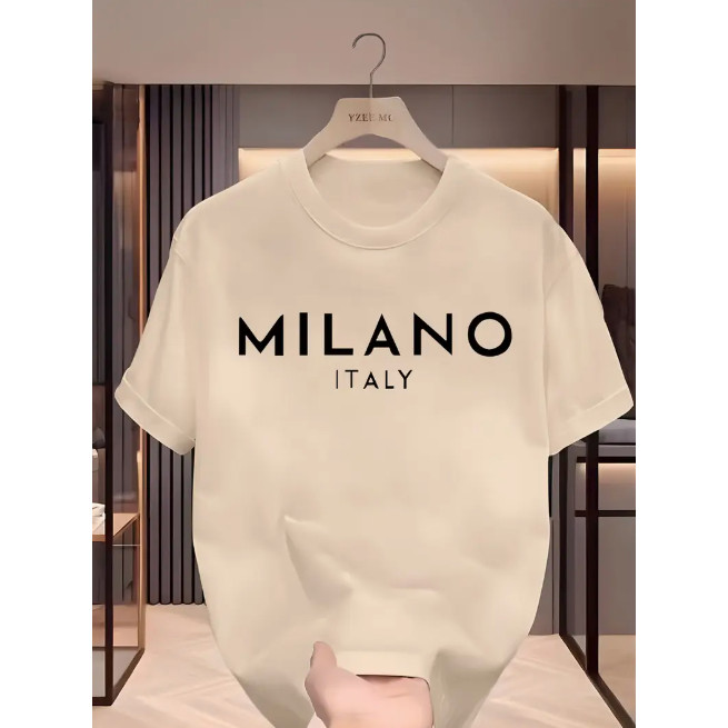 Camiseta Infantil Menino Milano Italy Camisa estampada 100% algodão Elegante