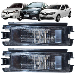 Kit 2 Lanternas de Placa Renault Clio Logan Sandero 2011 Até 2016