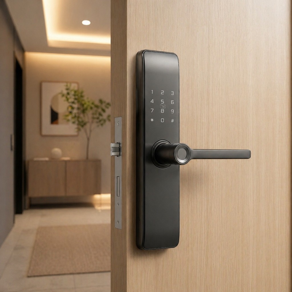 Fechadura Digital Biométrica para Porta com Senha Cartão e Chave Inteligente SC8996