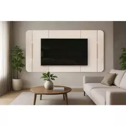 Painel Home p/ TV até 75 Pol Areta 218x132cm Off White - DJ Móveis