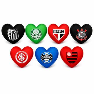 oferta! Almofada Coração Time de Futebol 28x25cm Escolha o Time na Variação Presente Criativo e Decoração Macia