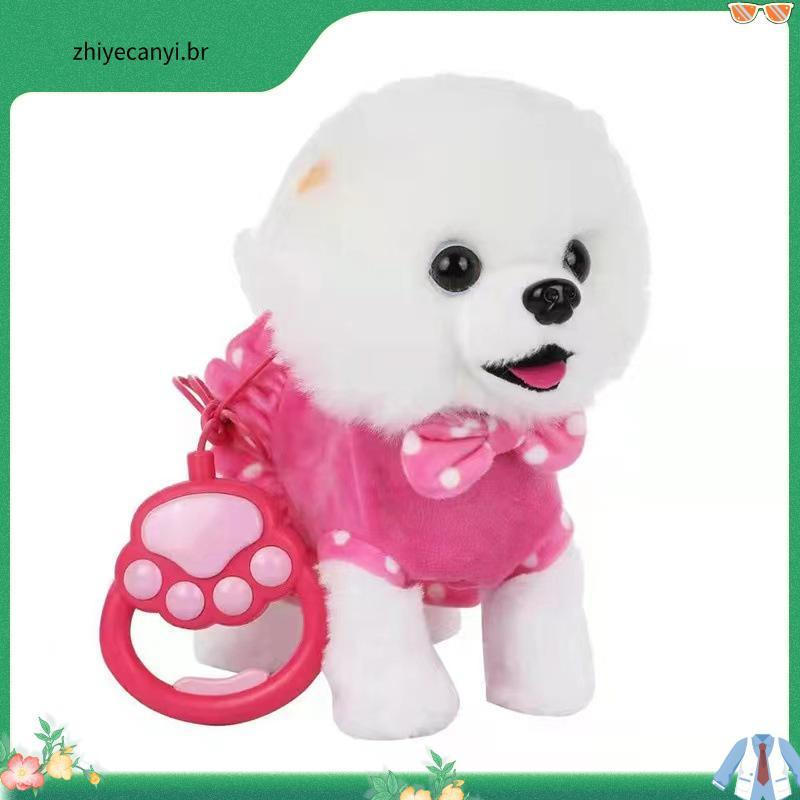 cachorrinho de brinquedo com coleira Cachorro De Pelúcia Elétrico Pomeranian Bichon Frize Pode Cantar , Andar , Latir ,