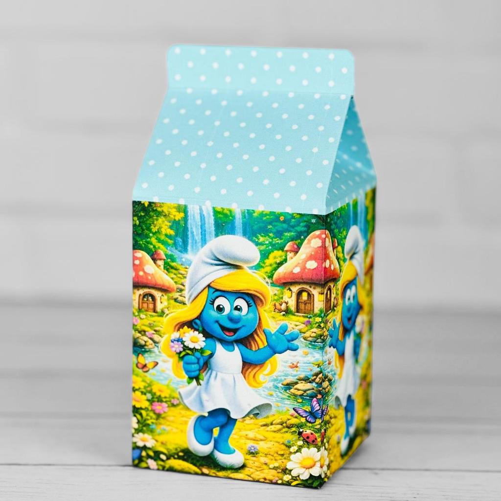 10 Caixinhas Tema Smurfs Menina - Lembrancinha Festa Infantil Decoração Aniversário Caixa Milk