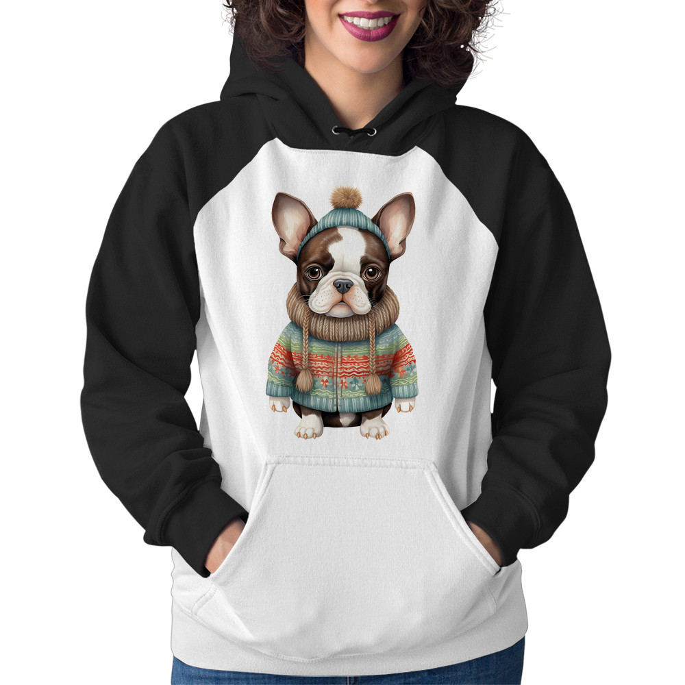 Moletom Feminino Cachorro Bulldog Francês Natalino Blusa Fri