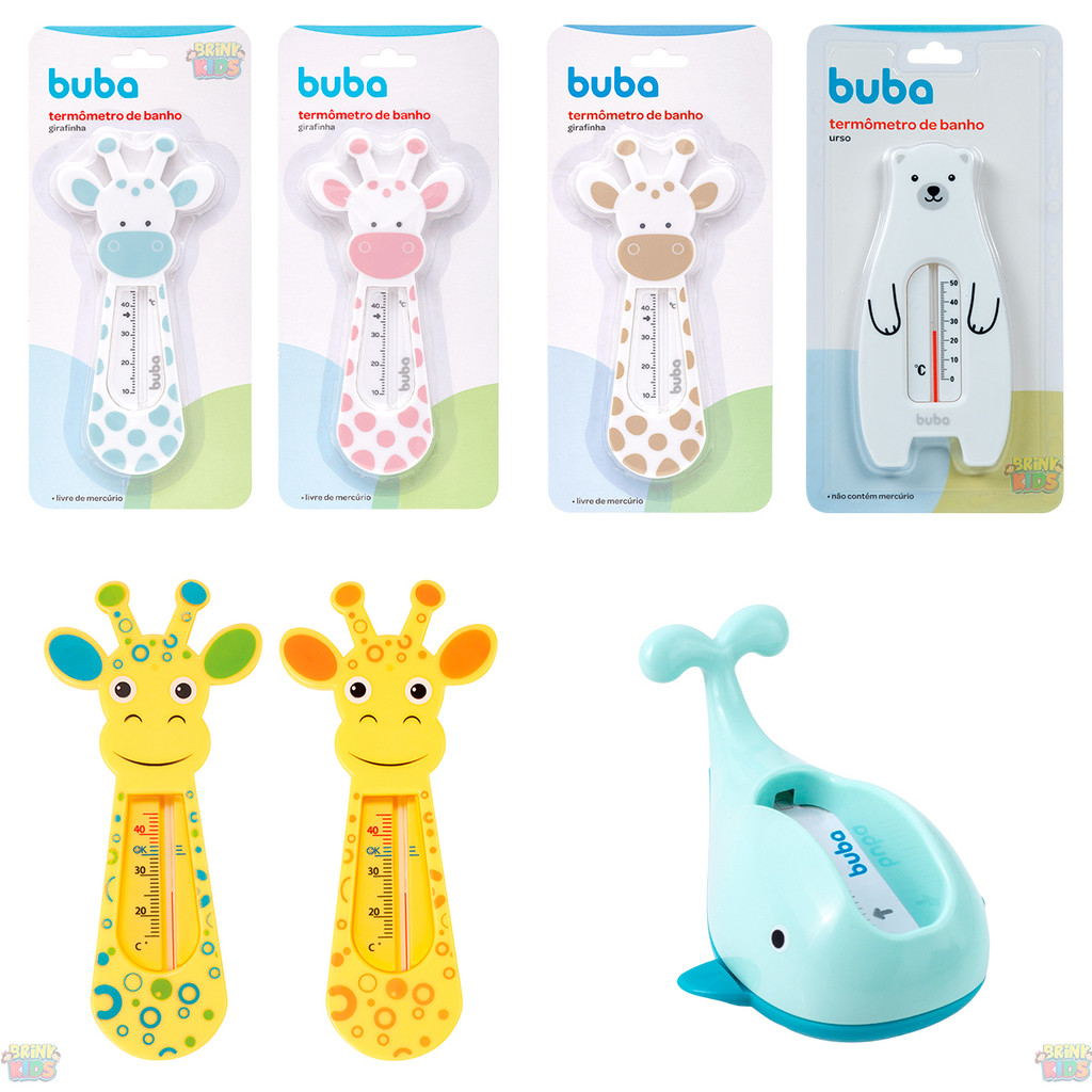 Termômetro De Banho Buba Girafa Urso Baleia Banheira Bebê Água Temperatura Banho Buba