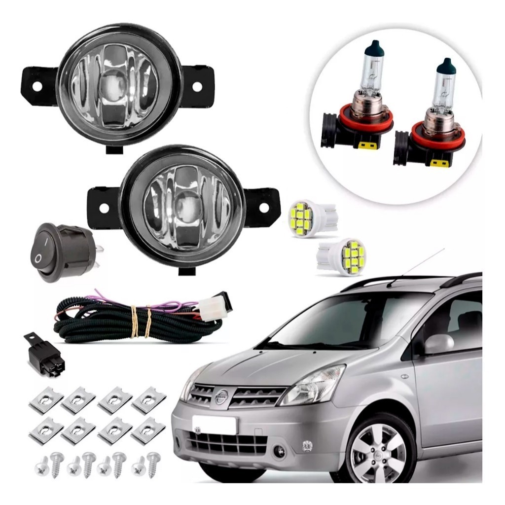 Kit farol de Milha Neblina Auxiliar Lente de Vidro Nissan Livina 2009 10 11 12 13 14 15 16