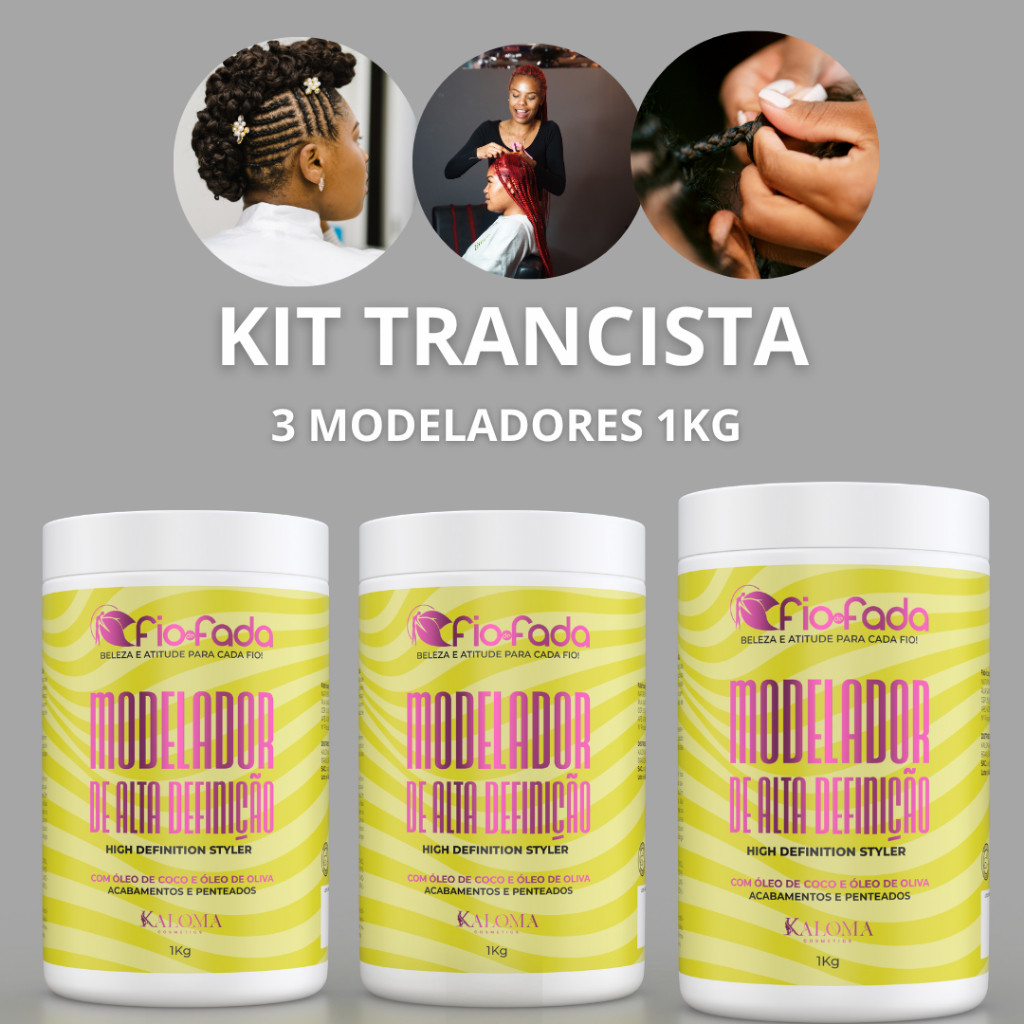 Kit Trancista – Fio de Fada | 3 Modeladores/Pomada de Alta Definição 1kg - Pomada modeladora
