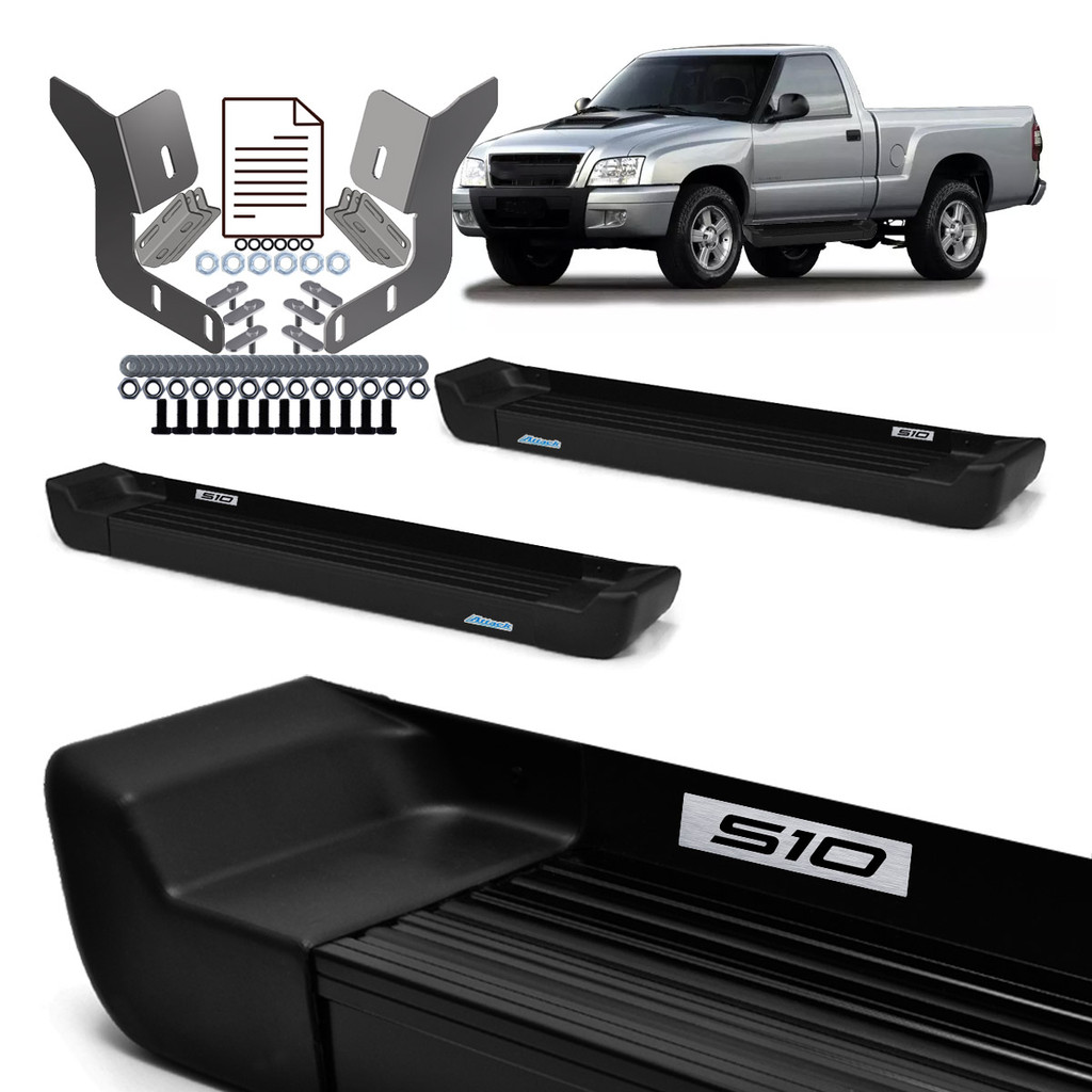 Estribo Prime S10 1995/2011 Cabine Simples Preto