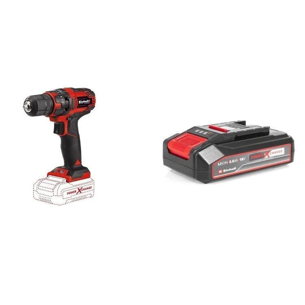 Kit Parafusadeira/Furadeira Bateria Tc-Cd 18/35 Li com Bateria Power-X-Change 18V 2,5 Ah Li Einhell Preto