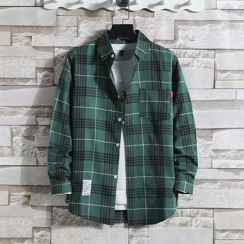Camisa masculina de manga comprida de seda gelada com contador de comércio exterior para colheita de vazamentos