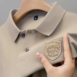 Camisa Polo de colheita de vazamento de manga curta masculina verão solto negócios High-End lapela bordado frisado seda 