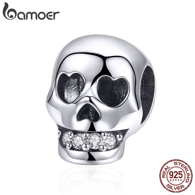 BAMOER Skull Charm 925 Silver Bracelet Accessories SCC965