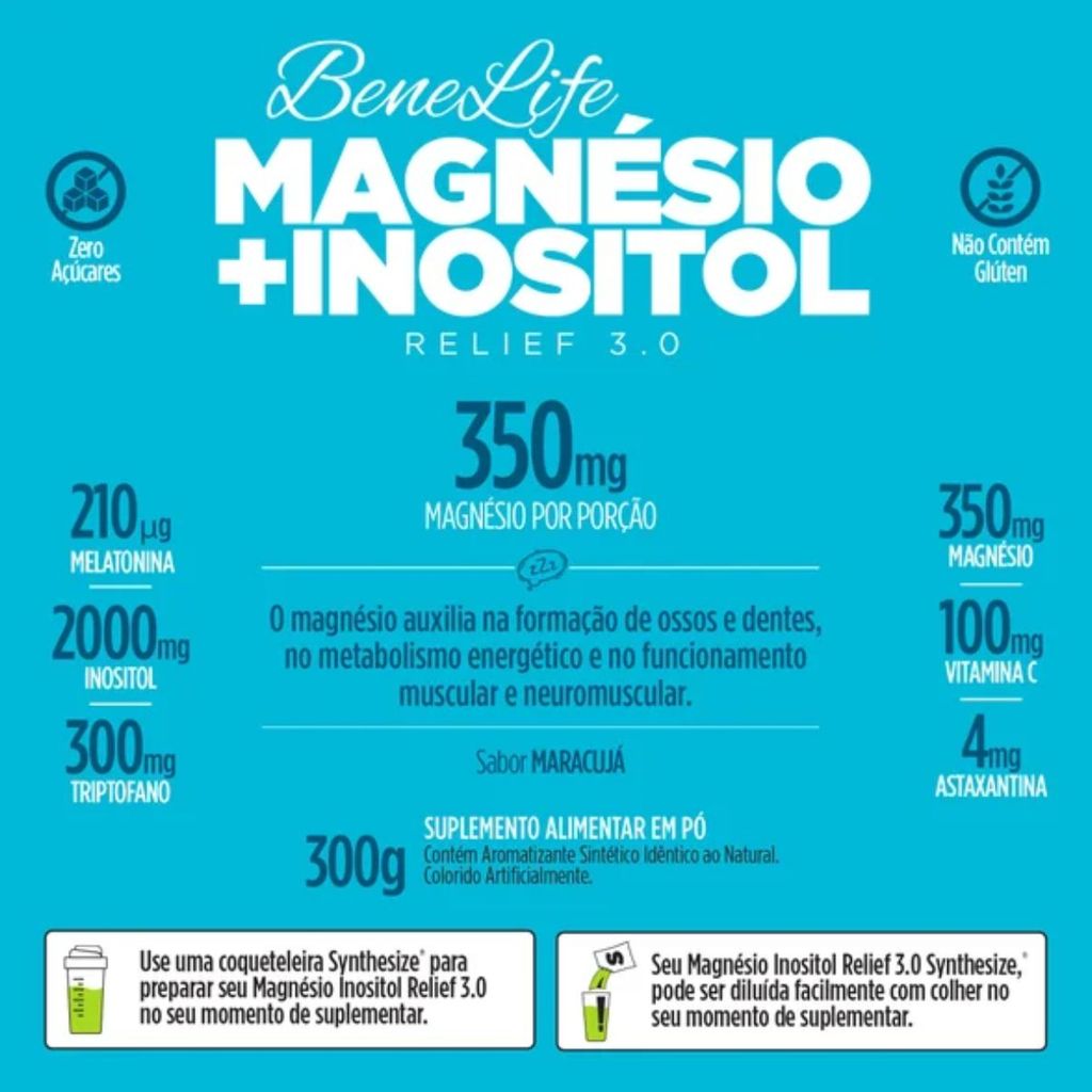 Magnésio + Inositol Pote Com 300g SyntheSize