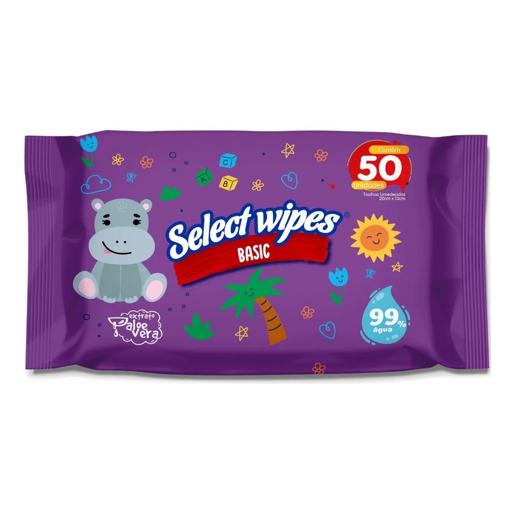 TOALHAS UMEDECIDAS SELECTWIPES BASIC ROXO 50