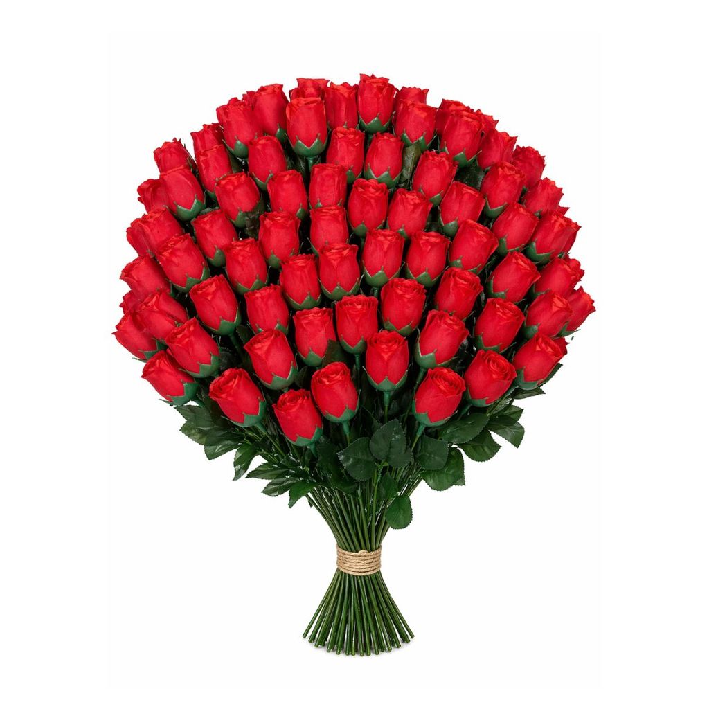 96 Botões de Rosas Vermelhas Buquê Artificial Decoração