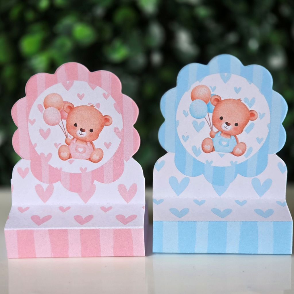 Porta bis duplo Ursinhos ROSA E AZUL - PEGUE E MONTE - PRONTA ENTREGA chá revelação fraldas bebê festa lembrancinhas
