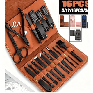 Kit 16 Peças Cortador De Unhas Profissional Antiderrapante Aço Inoxidável