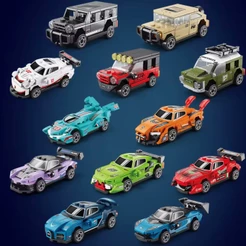 Mini Blocos de Montar Carros Esportivos | Carrinhos DIY Colecionáveis Presente Criativo Infantil