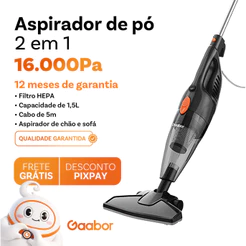 Gaabor Aspirador de Pó Portátil 2 em 1 com Fio e Haste Pressão de Sucção Forte 16000Pa Dust Off GVCW-M15A