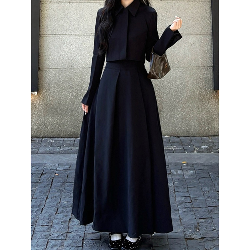 Saia preta Plus Size roupas femininas gordura mm guarda-chuva saia alta grande saia longa forma pêra corpo Berkeley saia