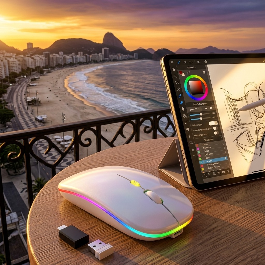 Mouse Bluetooth 5.2 E 2.4ghz Recarregável Com Led RGB Luxo SP
