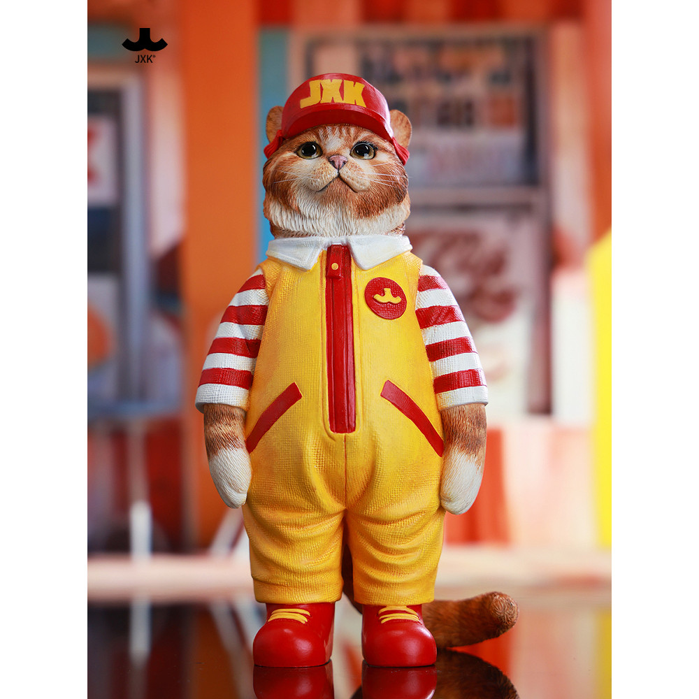 JXK gato palhaço modelo soldado boneca resina estátua figura na moda jogar boneca decoração artesanato boneca presente