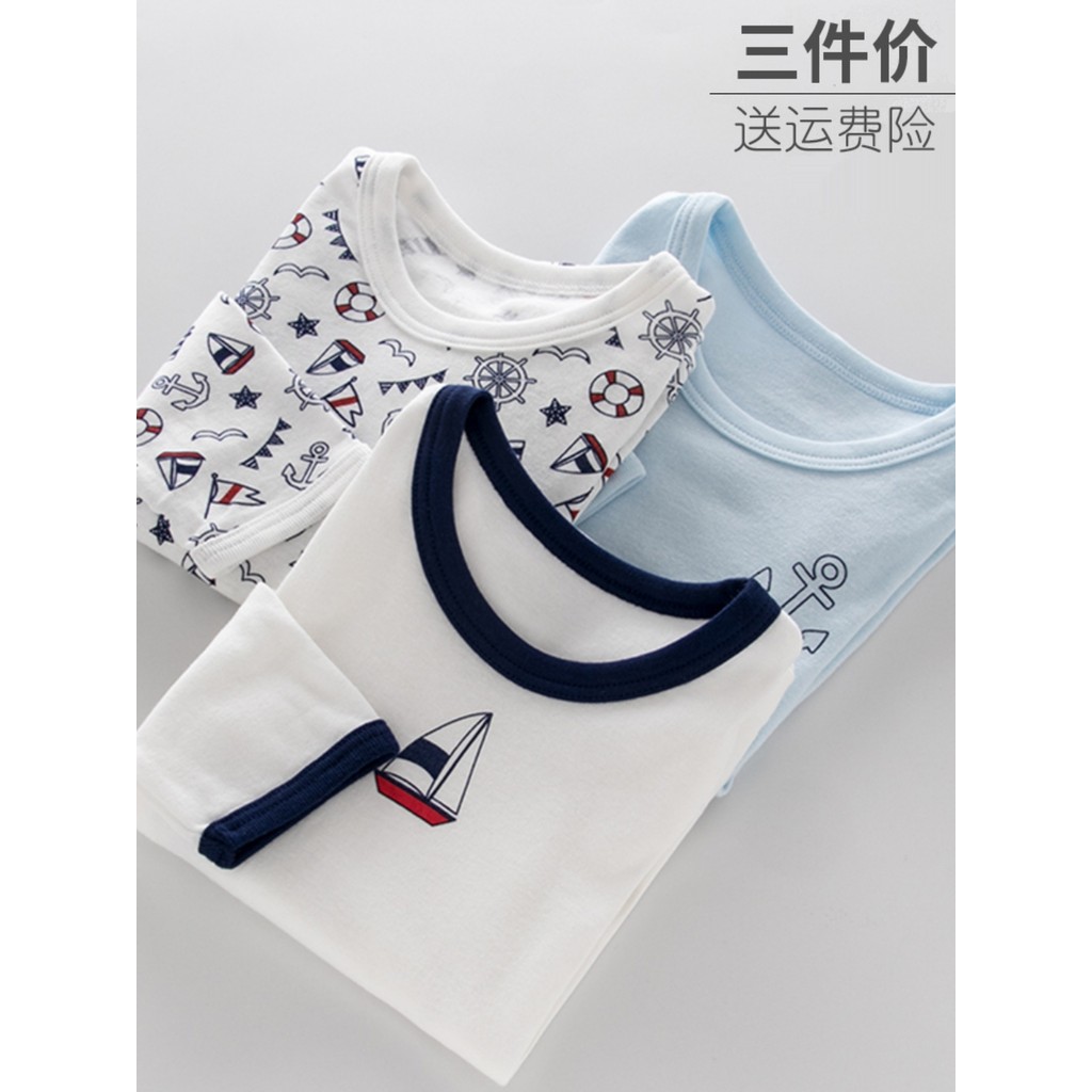 Primavera 3 peças crianças fino algodão puro classe uma camisa de fundo roupa interior meninos bebê roupas de outono top