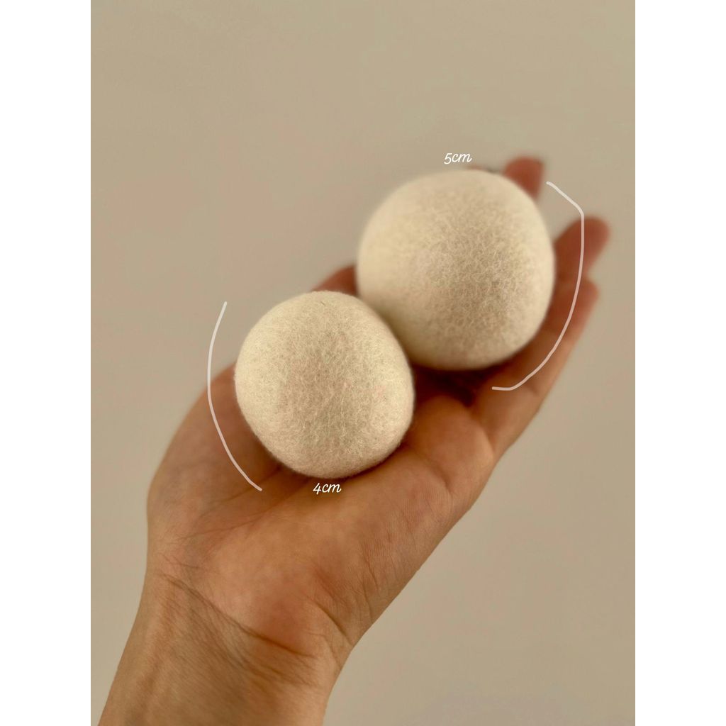 Kit 6 Bola Secadora de Lã Natural Dryer Ball Anti Estática 4cm / 5cm Roupa Macia Secagem Rápida