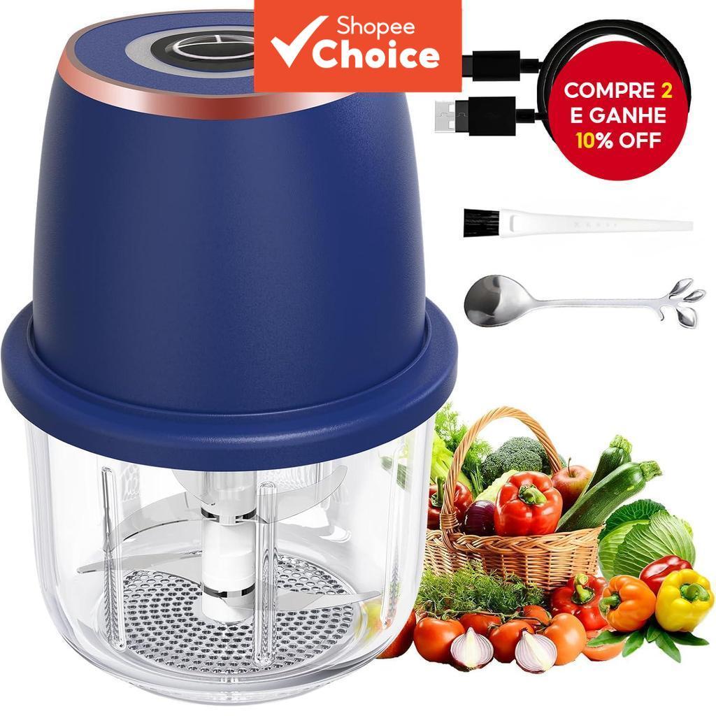 Picador De Alho Elétrico-Processador De Alimentos Recarregável usb Sem Fio Portátil De 350ml
