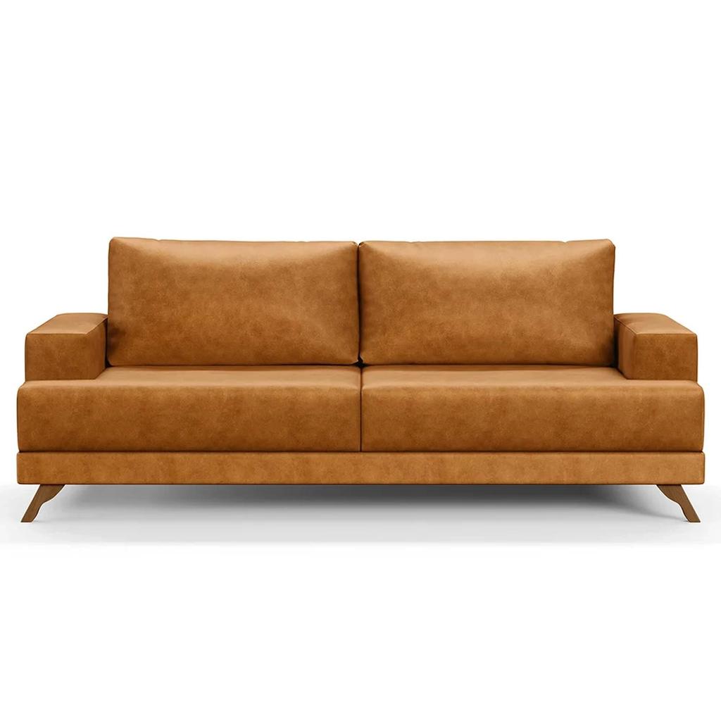 Sofá 2 Lugares 160cm Living Pés Curvos Santi D05 Sintético Whisky - Mpozenato
