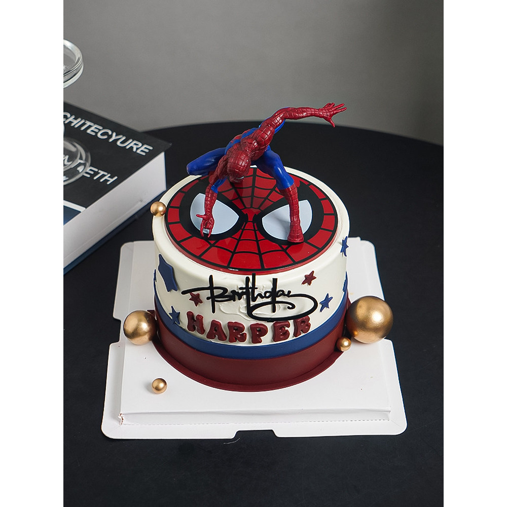 Decorações de bolo de super-heróis crianças aniversário aranha decorações festa Plug-In influenciador criativo sobremesa