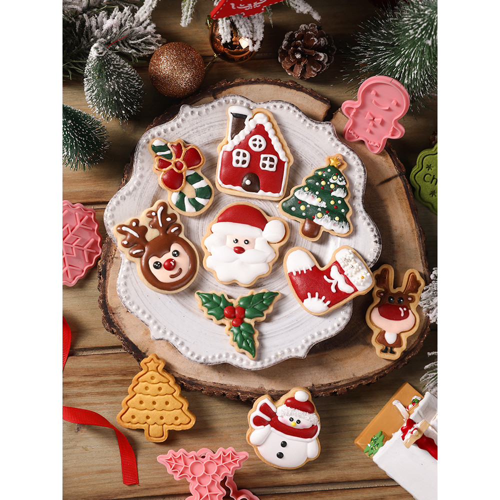 Molde de biscoito de natal Material Fondant gelo cozimento gengibre homem papai noel casa árvore tridimensional casa