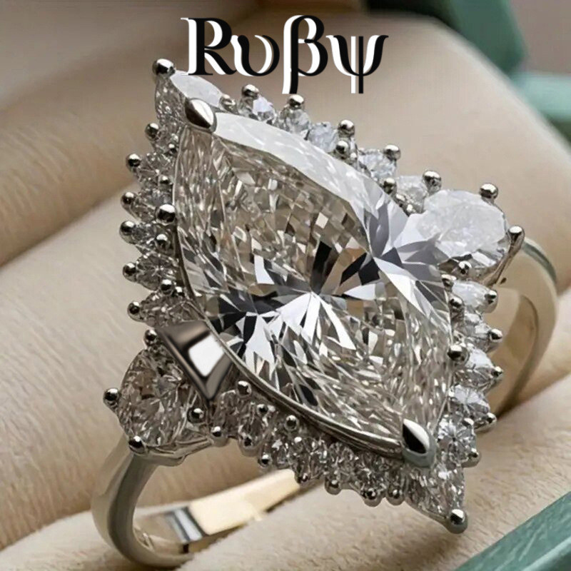 Ruby * Novo estilo anel de proposta de olho de cavalo feminino estilo futuro nicho Design High-End luz luxo