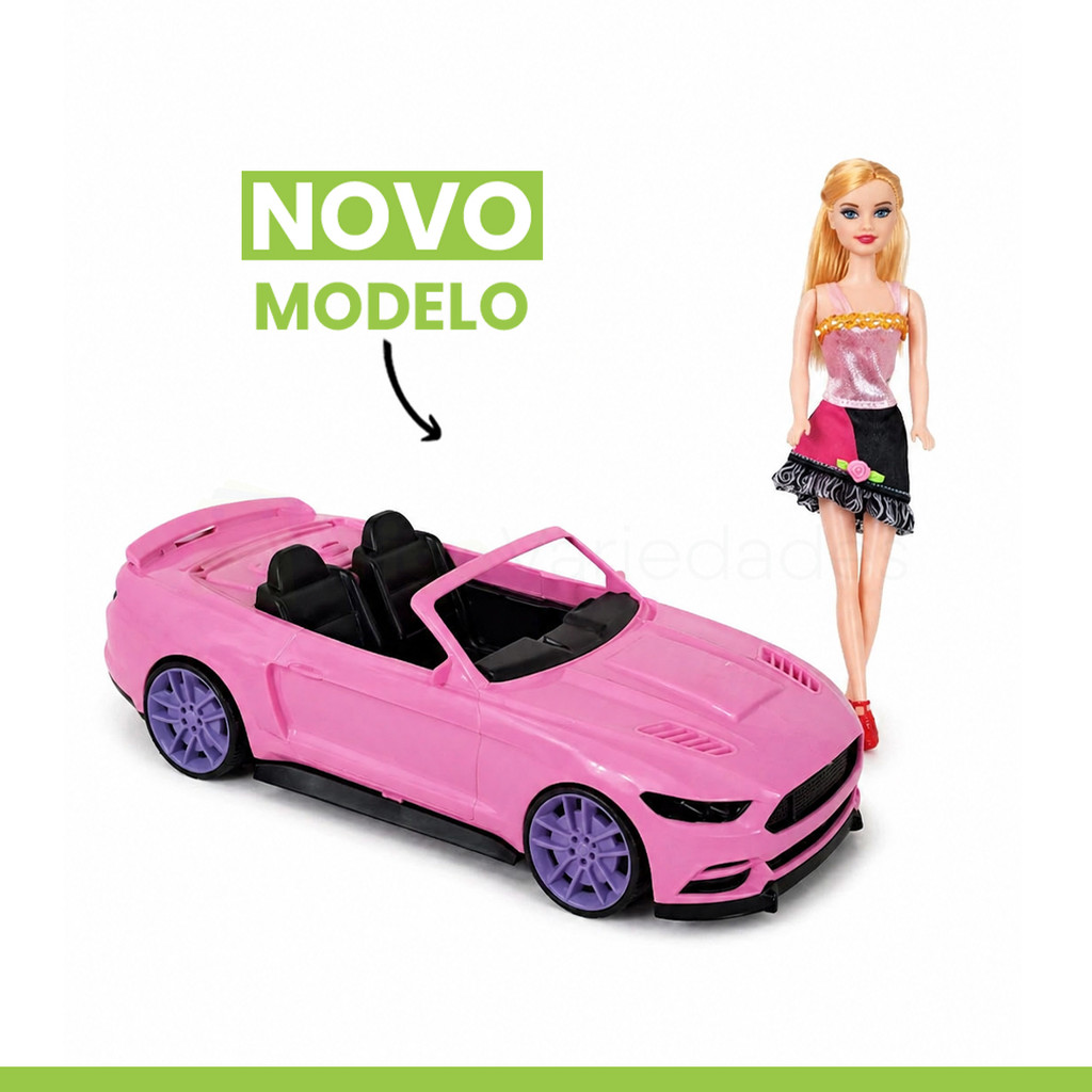 Carrinho Carro Rosa com Boneca Brinquedo Menina