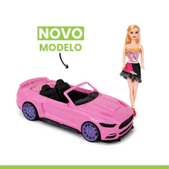 Carrinho Carro Rosa com Boneca Brinquedo Menina