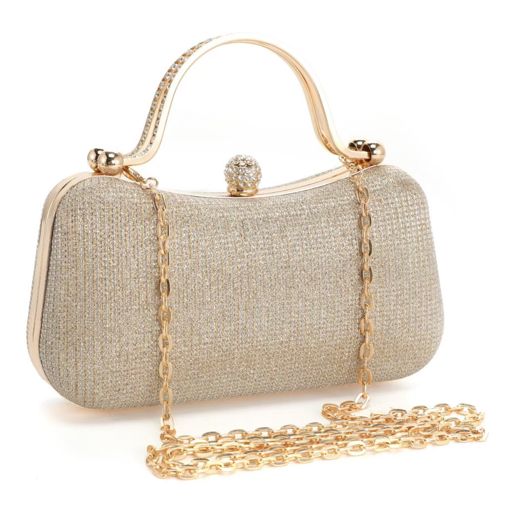 Bolsa Feminina De Banquete Clássica Com Decoração De Strass E Fecho De Mão Para Festa De Música Limão