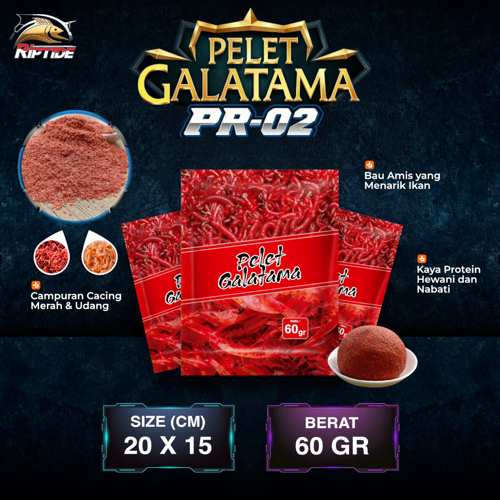 PELLETS De Riptídeo GALATAMA PR-02-Especialista Em Isca De Peixe Misturado Com Verme E Camarão 60GR