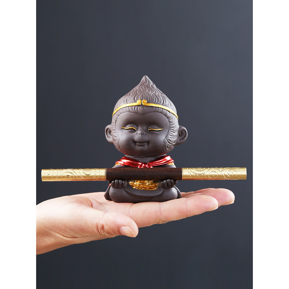 Yuxuan Zisha chá Pet Dasheng com argola dourada vara faca de chá ébano Pu'er agulha de chá bolo de chá conjunto de acess
