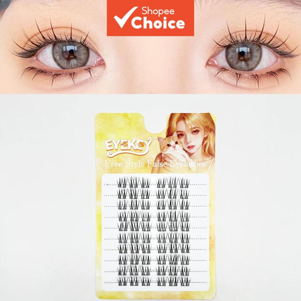 Cílios Postiços Fresh Fairy Manga, Clusters Individuais Segmentados em Chama Pequena, Hastes Finas e Pretas, Aspecto