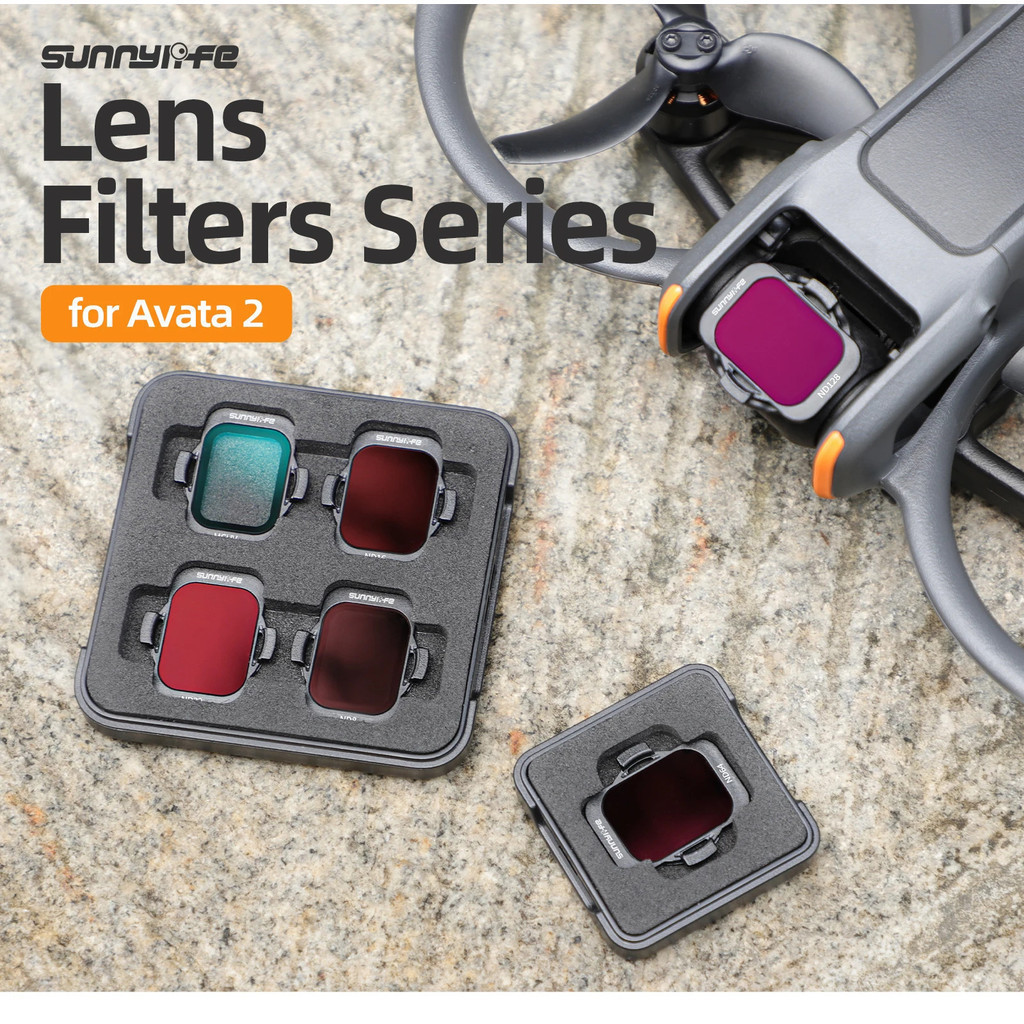 Filtro de Lente ND Sunnylife para DJI Avata 2, Lentes de Vidro Óptico, Conjunto de Filtros Ajustáveis ND8 ND16 ND32 ND64