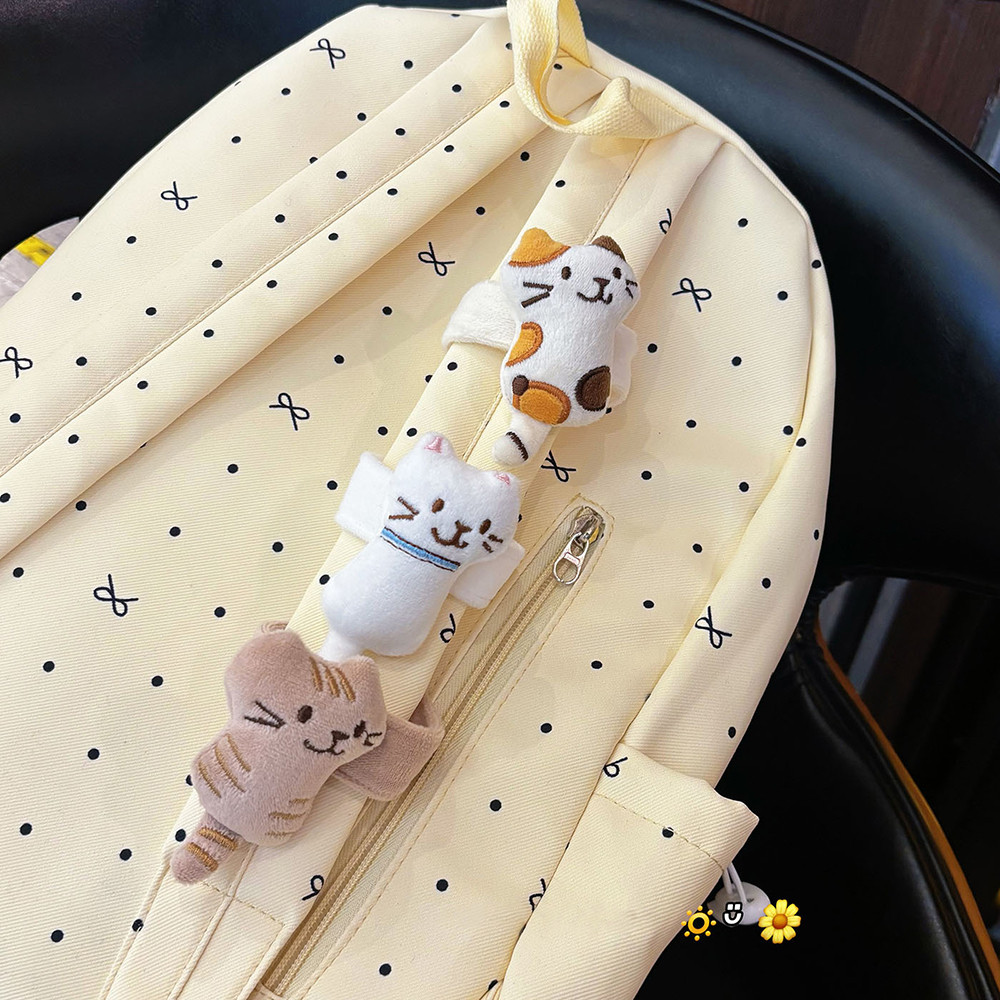 Kawaii Gato Boneca De Pelúcia Pingente Chaveiro Casal Mochila Pequeno Charme Saco De Lona Cinto De Segurança Do Carro Fi
