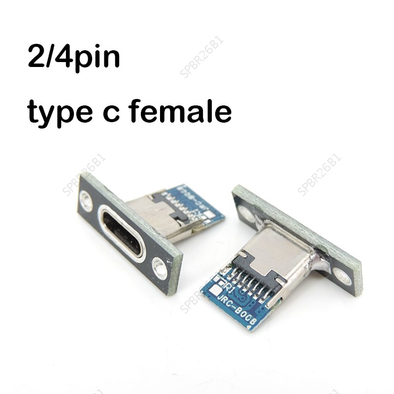 2Pin 4Pin Tipo-C USB Jack 3.1 Conector Fêmea Porta De Carregamento Montagem Soquete Placa De Fixação BR26B1