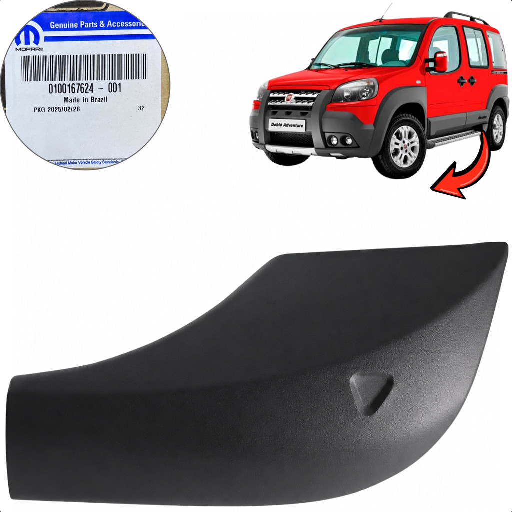 Ponteira Traseira Esquerda Acabamento Estribo Doblo Adventure 2002 a 2021 Fiat Original 10067624