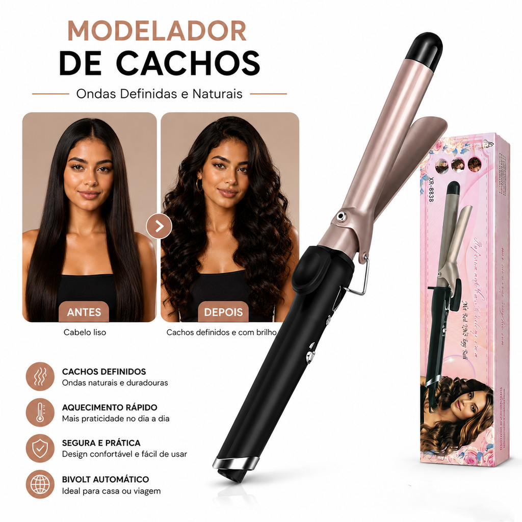 Modelador de Cabelos Profissional Cabo Giratório Design Ergonômico
