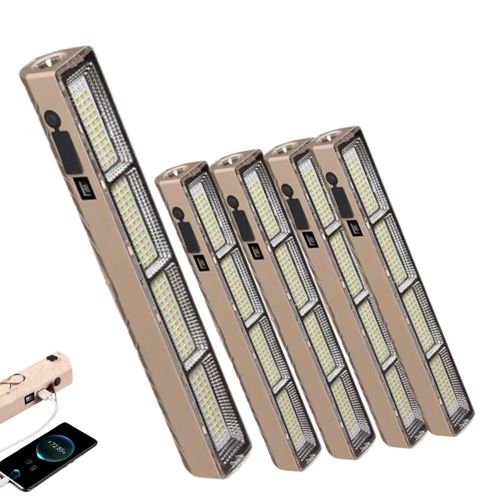 Kit 5 Lâmpada Led Tubo 300w Emergência Camping Lampião Pesca Barraca Lanterna 31cm Luminoso Recarregável