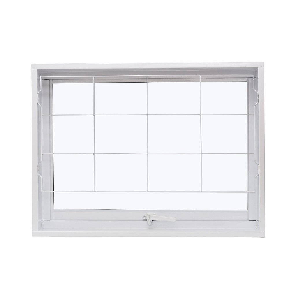 Janela de Aço Maxim-Ar 50x50cm com Grade Quadriculada e Vidro Boreal Qualitysol Ramassol