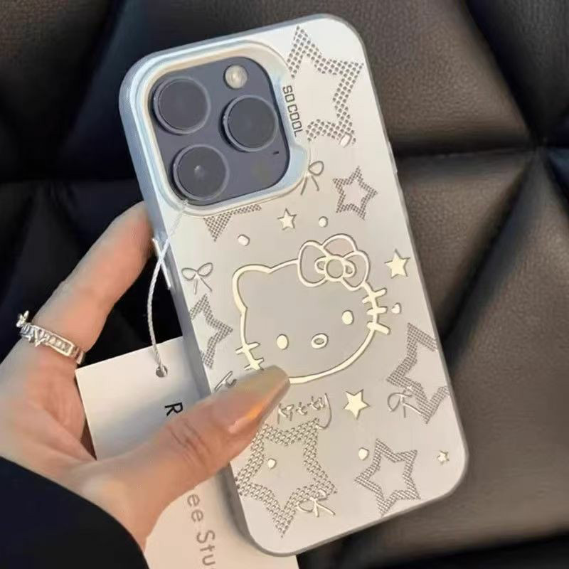 Visual Elegante e Sofisticado Capa Capinha Para Samsung A04S A05S A06 A12 A13 A14 A15 A16 Bonito Olá Kitty Arco