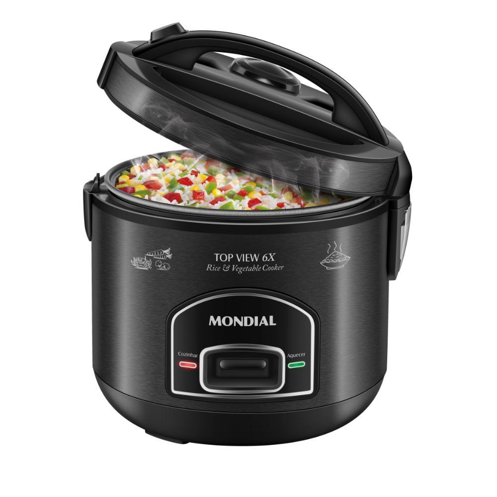 Panela Elétrica Mondial PE-30-6X 6 Xícaras 500W 220V Inox Black Top View Black