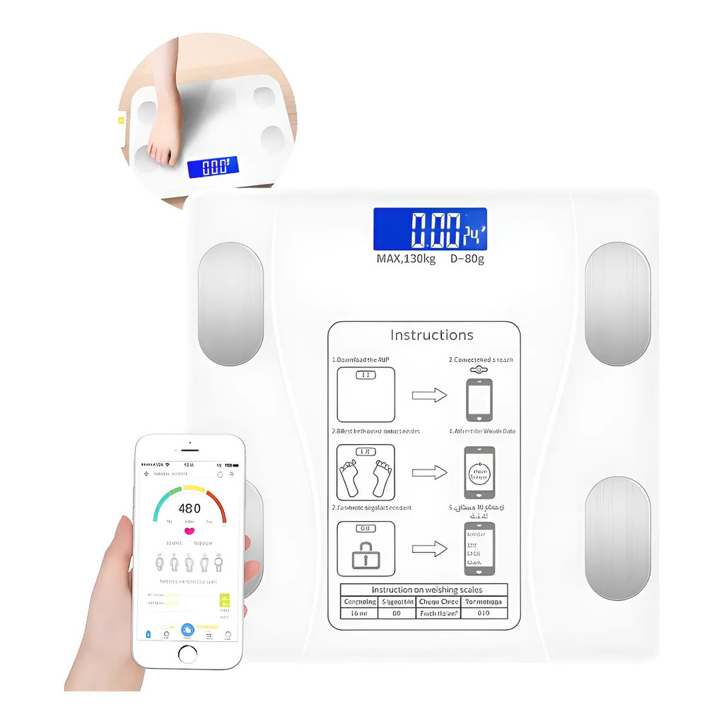 Balança Digital Bioimpedância Bluetooth IOS/Android IMC