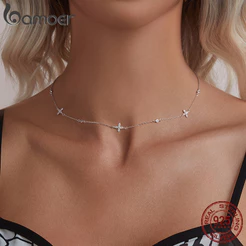 Bamoer 925 Sterling Sliver Colar Flor Design Joias Presentes Para Mulheres